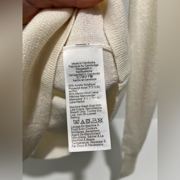 J. Crew Factory Machine-washable merino wool-blend turtleneck small Ivory NWT - Picture 9 of 11